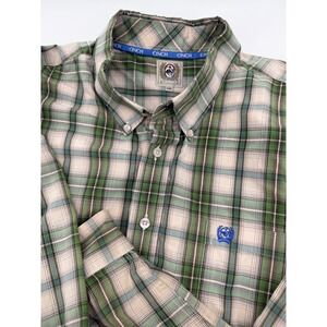Cinch Mens XXL‎ Green Plaid Long Sleeve Button Down Western Shirt